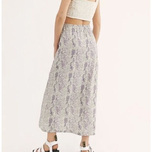 Free People Skirt Women XS Extra Small Animal Print Katie Button Front Slit Maxi - Picture 15 of 16